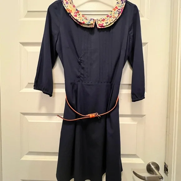 navy blue jessica simpson dress Navy Blue 'One Shoulder' Tight Cocktail Dress with Ruffle and Belt